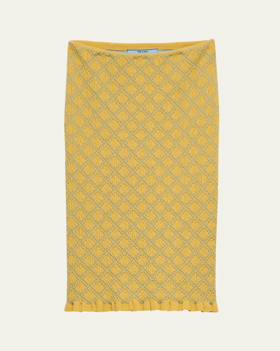 Diamond Pattern Smocked Knit Skirt